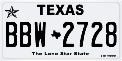 TX license plate BBW2728