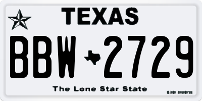 TX license plate BBW2729