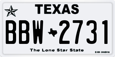 TX license plate BBW2731