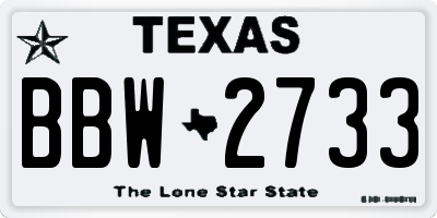TX license plate BBW2733