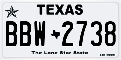 TX license plate BBW2738