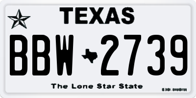 TX license plate BBW2739