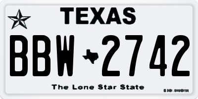 TX license plate BBW2742