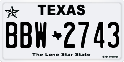 TX license plate BBW2743