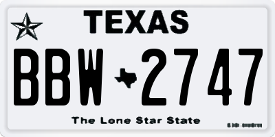 TX license plate BBW2747