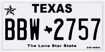 TX license plate BBW2757