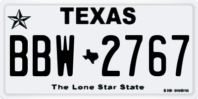 TX license plate BBW2767