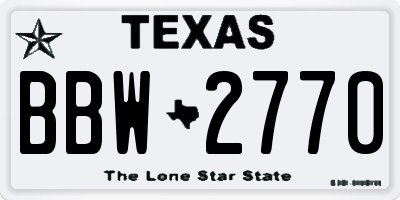 TX license plate BBW2770