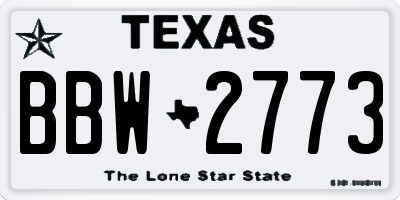 TX license plate BBW2773
