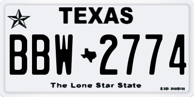 TX license plate BBW2774