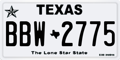 TX license plate BBW2775