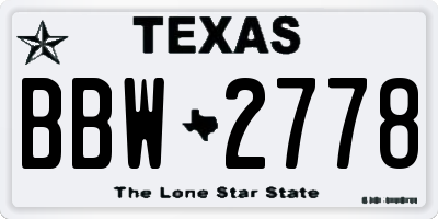 TX license plate BBW2778