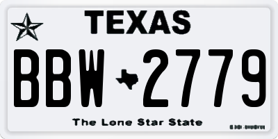TX license plate BBW2779