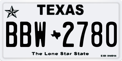 TX license plate BBW2780