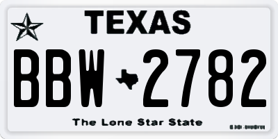 TX license plate BBW2782