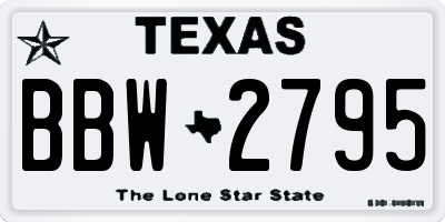 TX license plate BBW2795