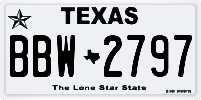 TX license plate BBW2797