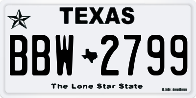 TX license plate BBW2799