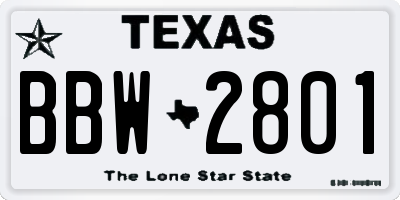 TX license plate BBW2801