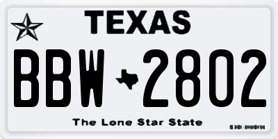 TX license plate BBW2802