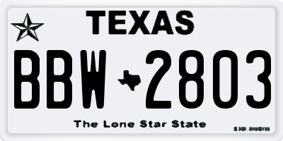 TX license plate BBW2803