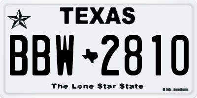 TX license plate BBW2810