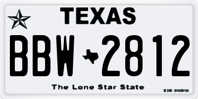 TX license plate BBW2812