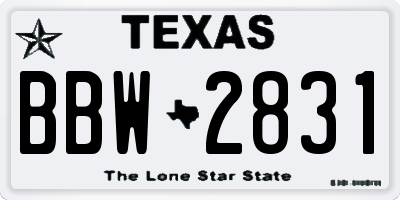 TX license plate BBW2831