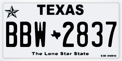 TX license plate BBW2837