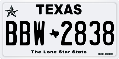 TX license plate BBW2838