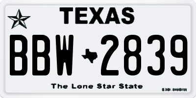 TX license plate BBW2839