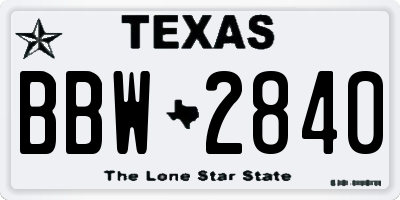 TX license plate BBW2840