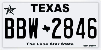 TX license plate BBW2846
