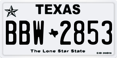 TX license plate BBW2853