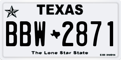 TX license plate BBW2871