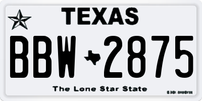 TX license plate BBW2875