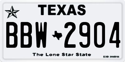 TX license plate BBW2904