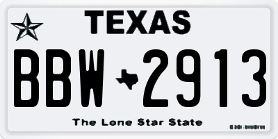 TX license plate BBW2913