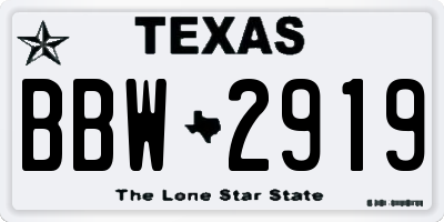 TX license plate BBW2919