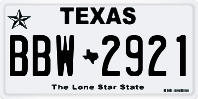 TX license plate BBW2921