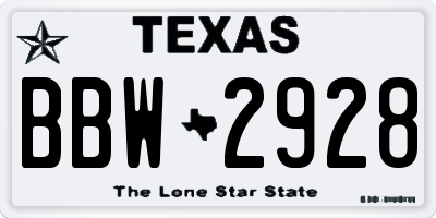 TX license plate BBW2928
