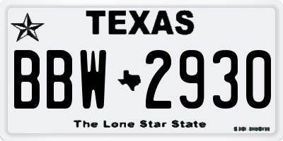 TX license plate BBW2930
