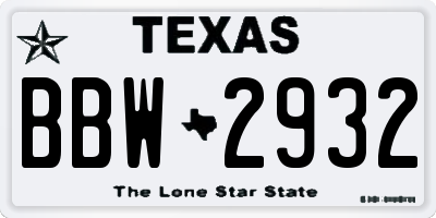 TX license plate BBW2932