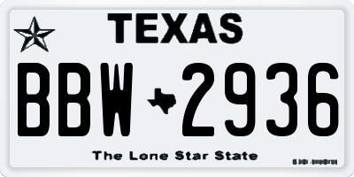 TX license plate BBW2936