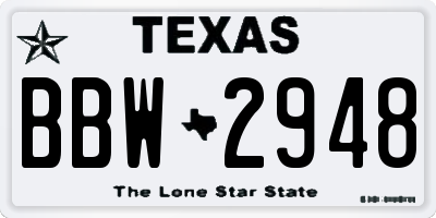 TX license plate BBW2948