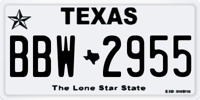 TX license plate BBW2955