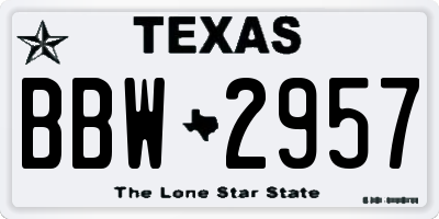 TX license plate BBW2957