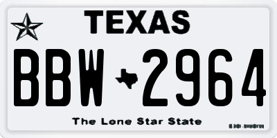 TX license plate BBW2964