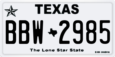 TX license plate BBW2985