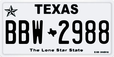 TX license plate BBW2988